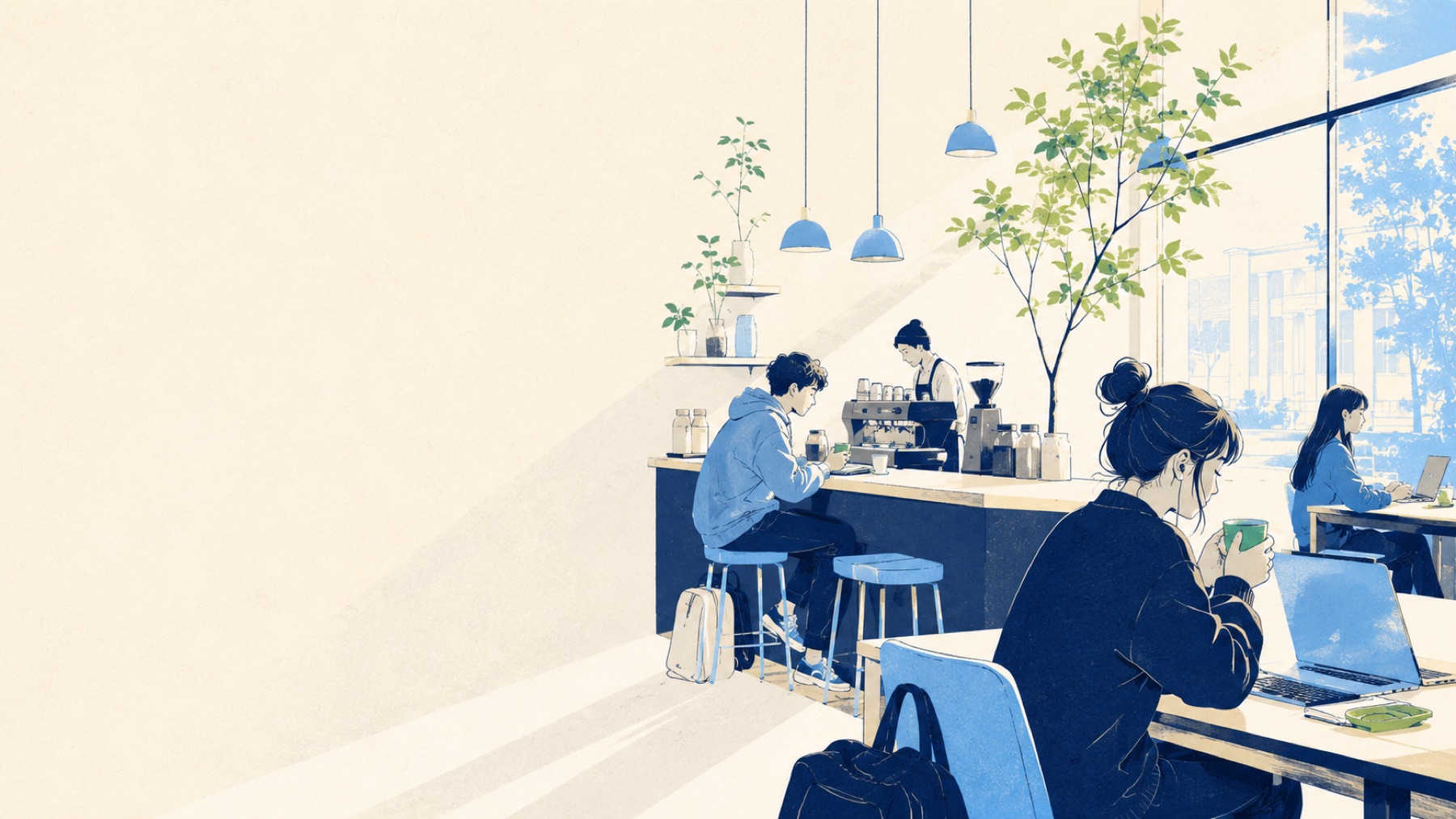 La cafetería con gente entre clases
